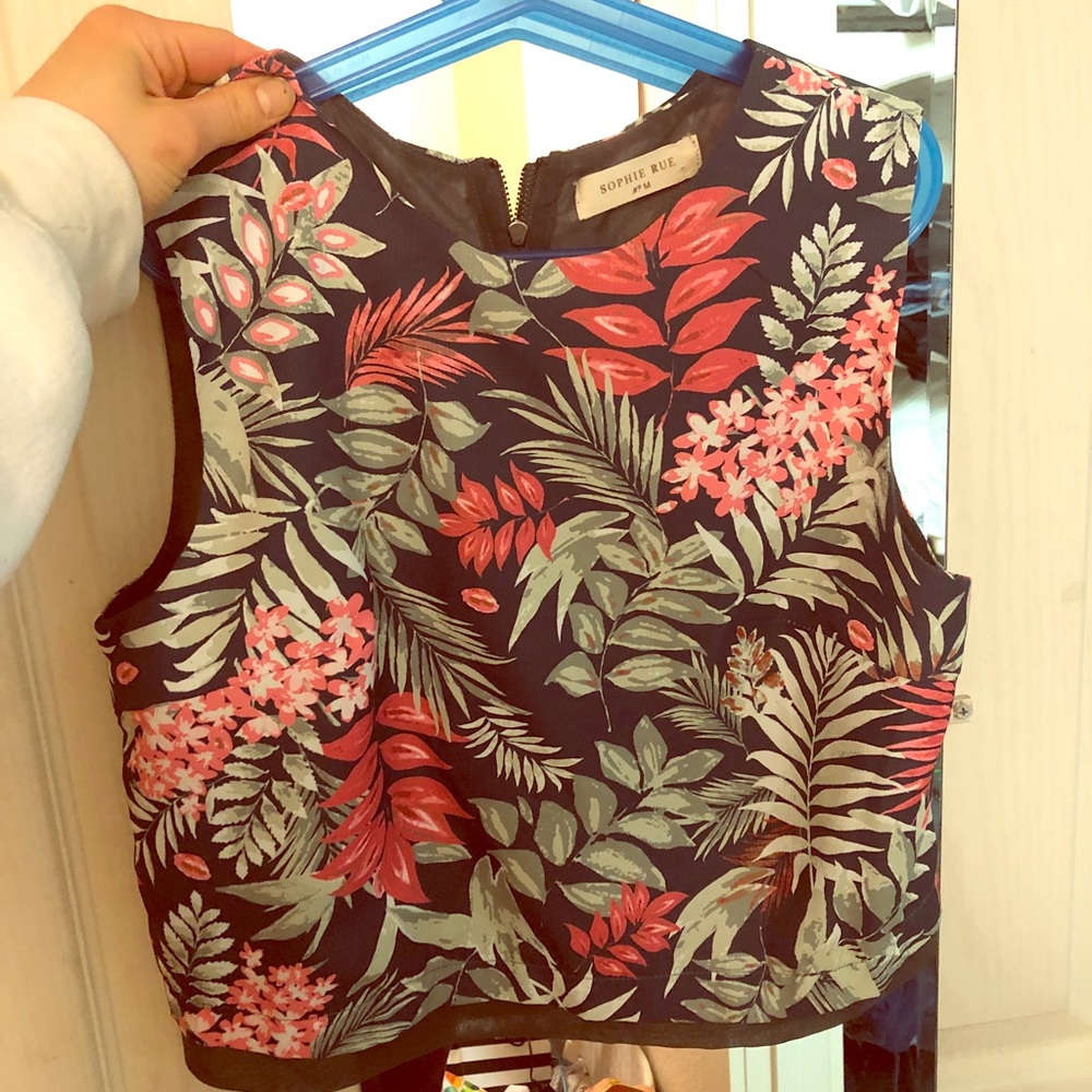 GREY FLORAL CROP TANK TOP — from nordstrom